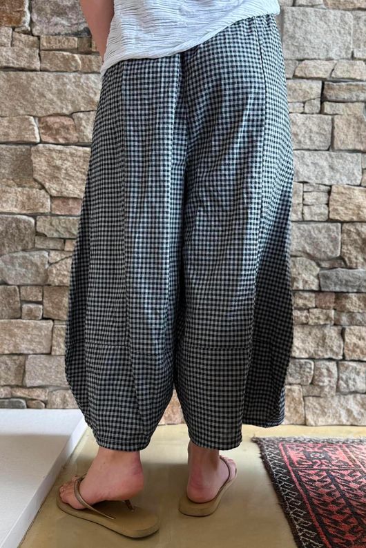 Arbi Gingham Pocket Culotte Pant Black